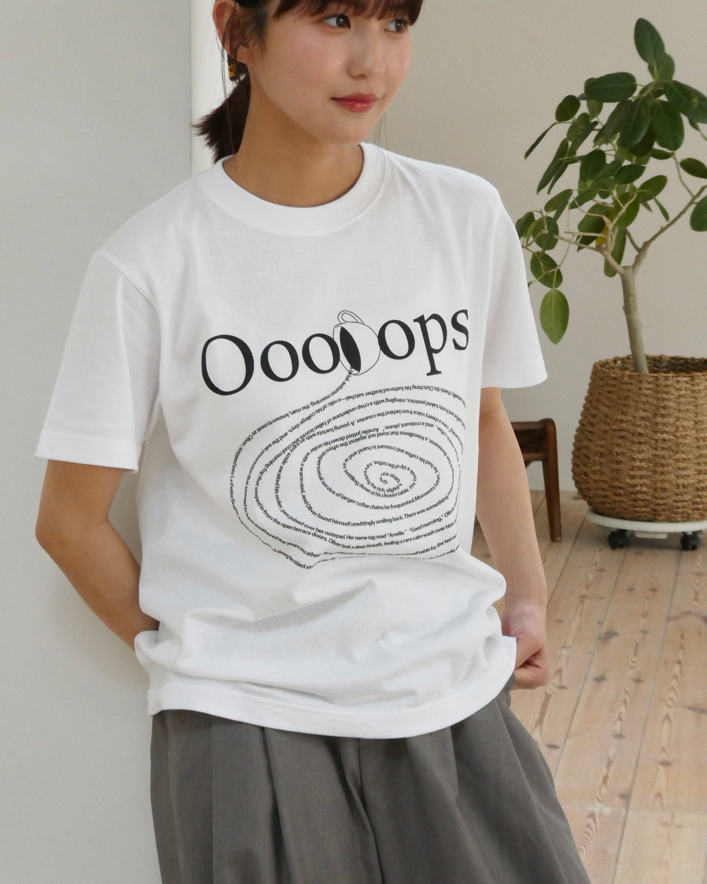 White)Spilling coffee tee