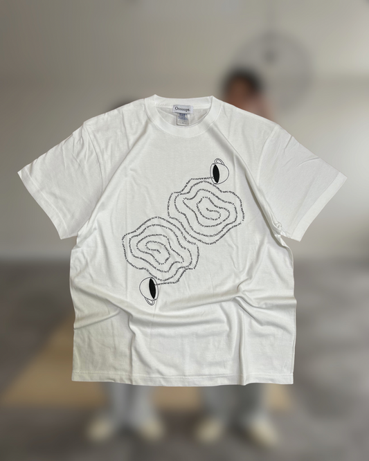 White)Two coffee spilling tee