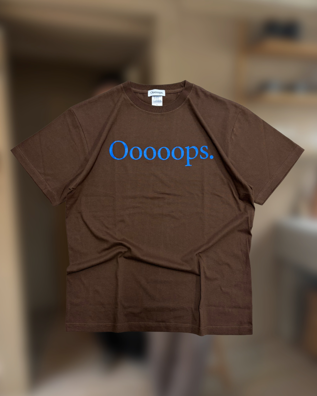Brown_lightblue)Ooooops print tee