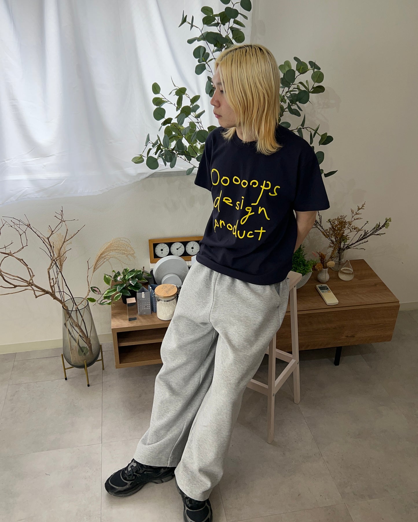 Navy)Ooooops handwritten tee