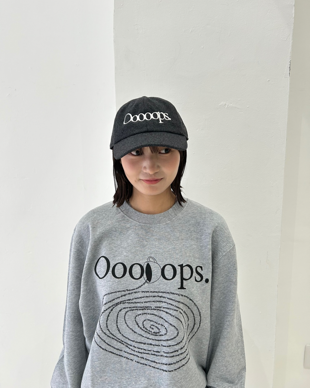 Charcoal)Ooooops logo cap