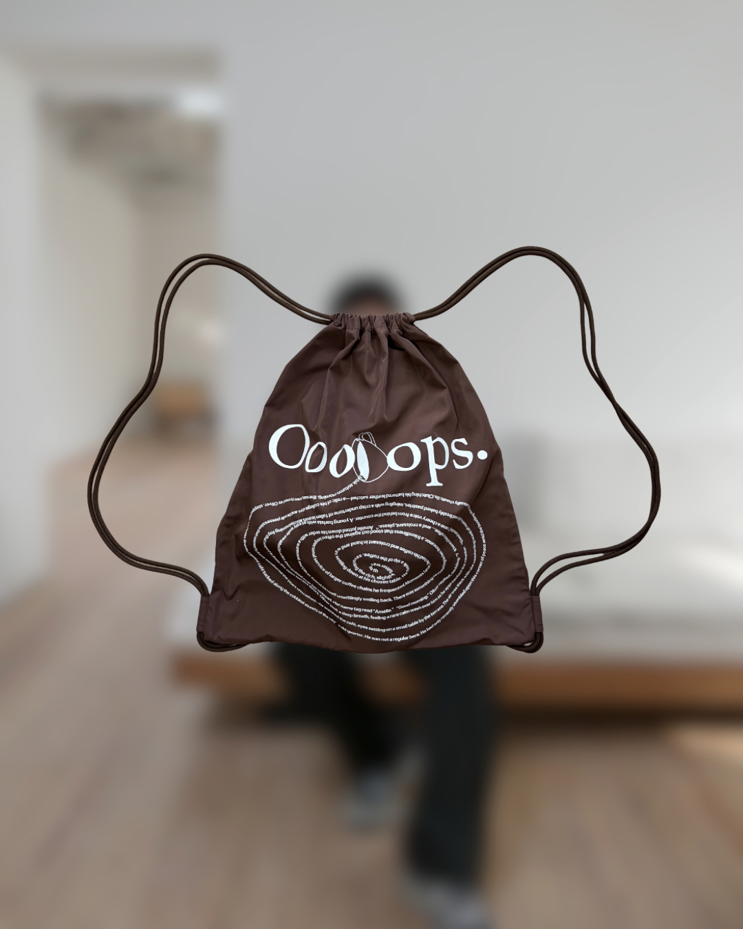 Brown)Knapsack spilling coffee