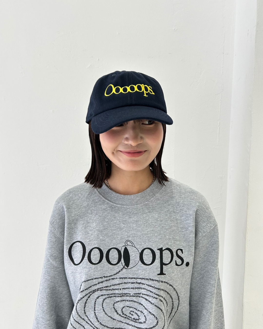Navy)Ooooops logo cap