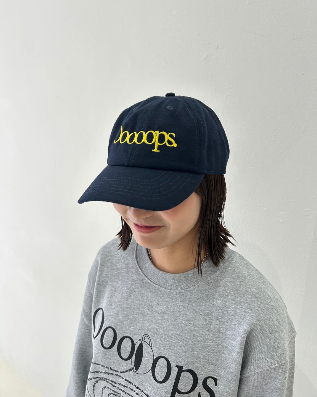 Navy)Ooooops logo cap