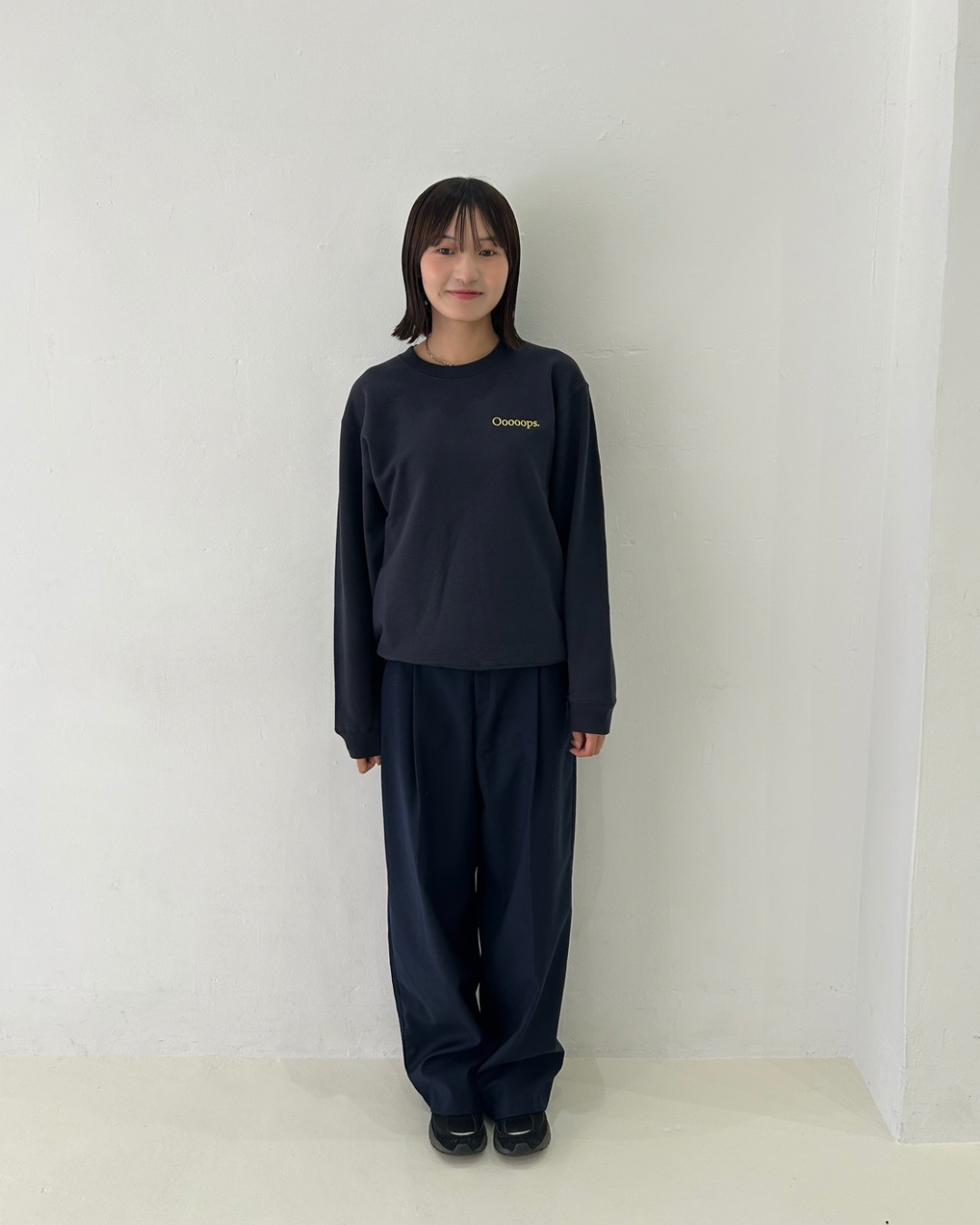 Navy)Ooooops logo sweat