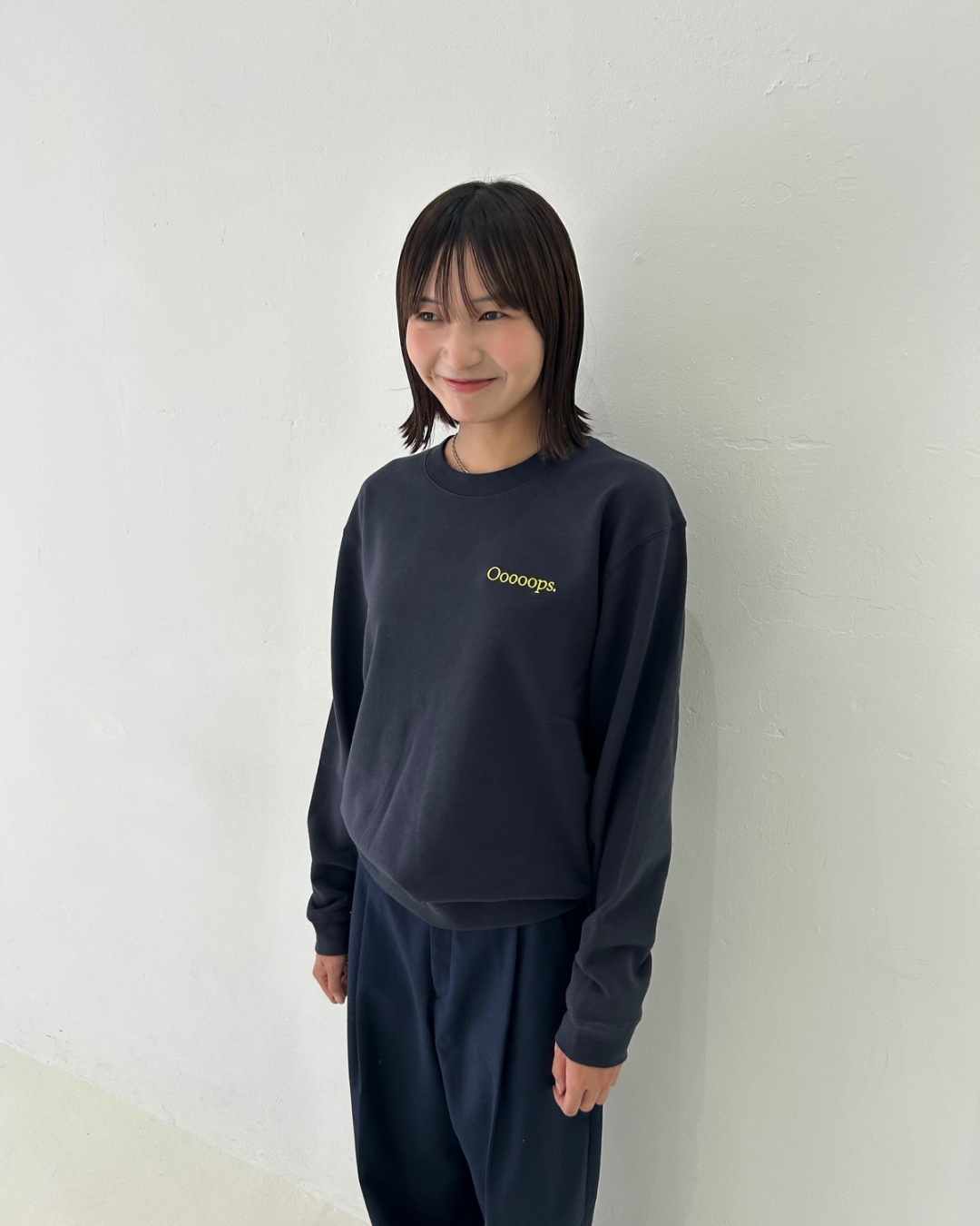 Navy)Ooooops logo sweat