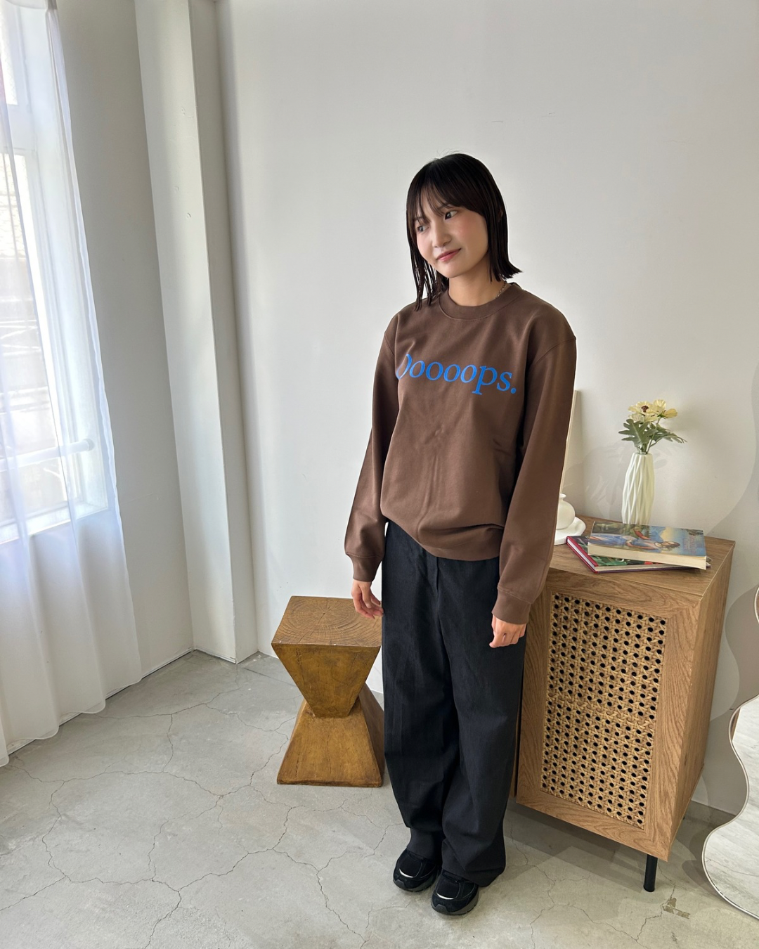 Brown)Ooooops print sweat